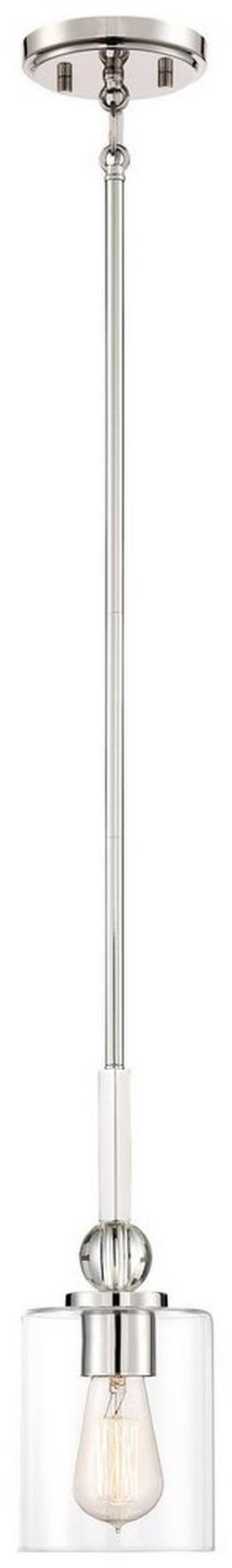 60W 1-Light Candelabra E-12 ST58 Incandescent Mini-Pendant in Polished Nickel