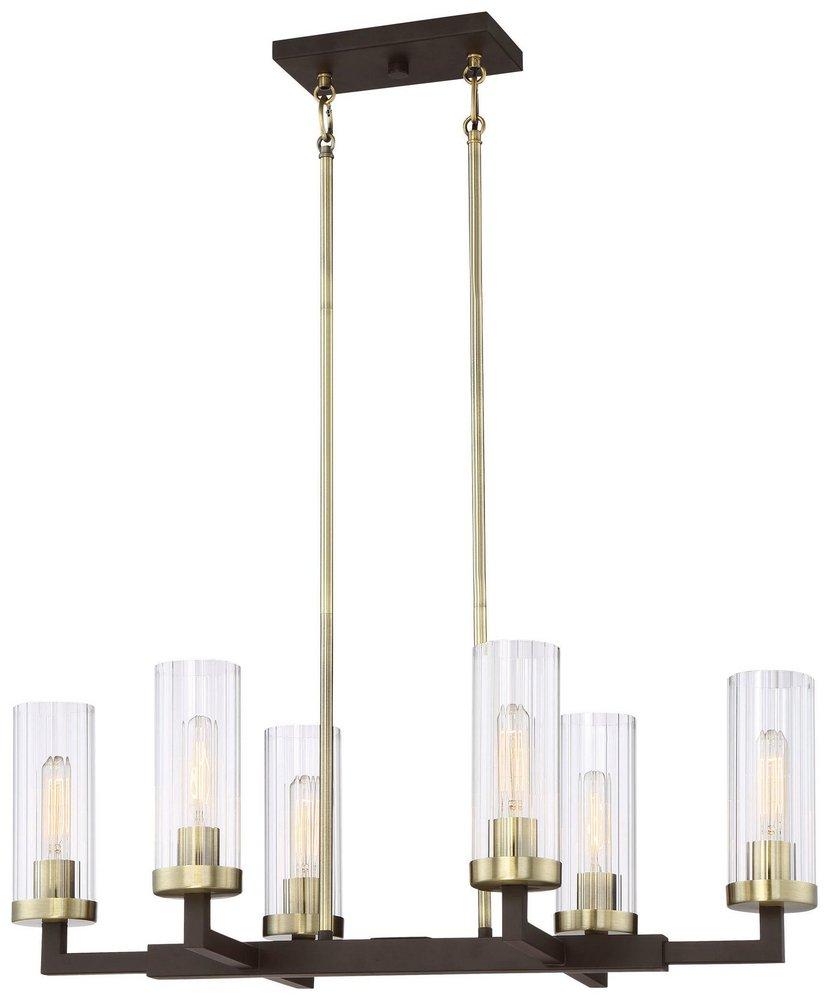 Minka Lavery Aged Kinston Bronze/Brushed Brass 60W 6-Light Medium E-26 Incandescent Island Light 