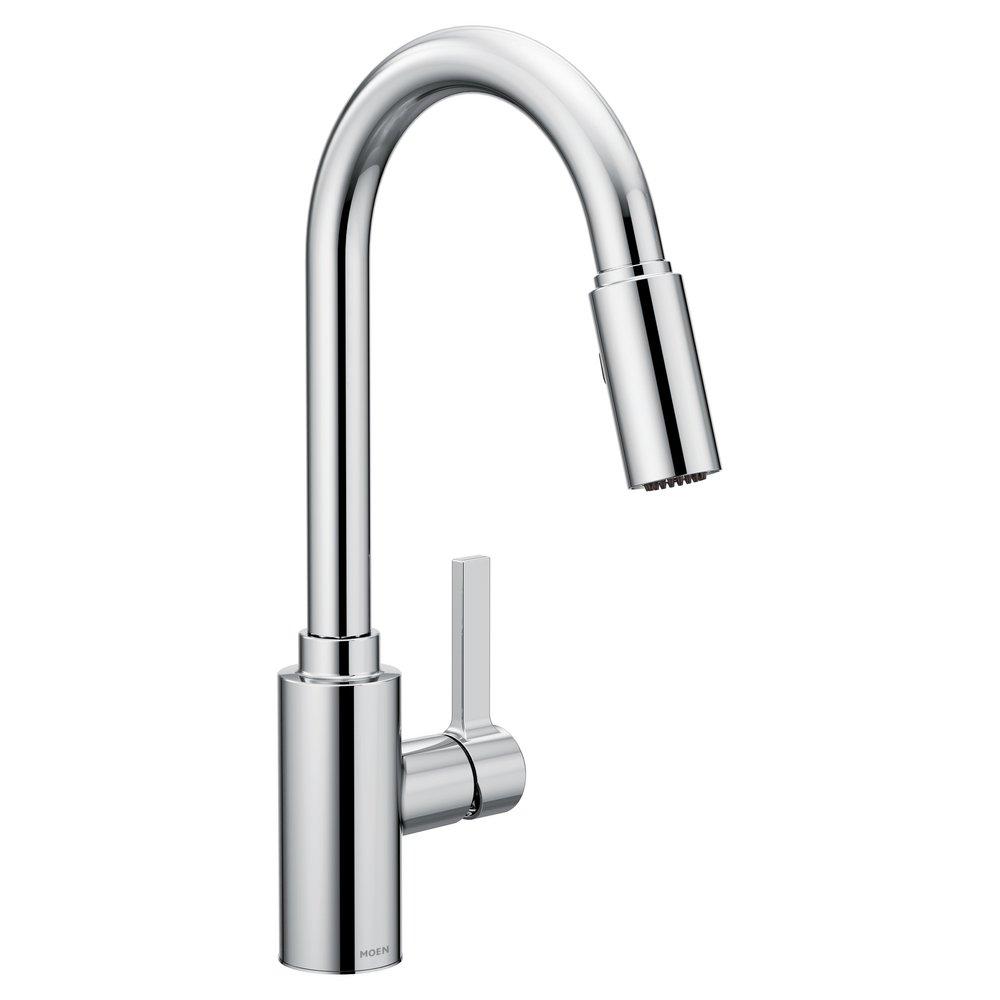 Moen Polished Chrome Single Handle Pull Down Kitchen Faucet with Reflex and Power Clean Technology 