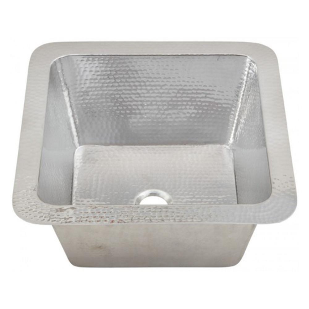 Thompson Hammered Stainless Steel 15-5/8 x 15-5/8 in. Drop-in and Undermount Stainless Steel Bar Sink 
