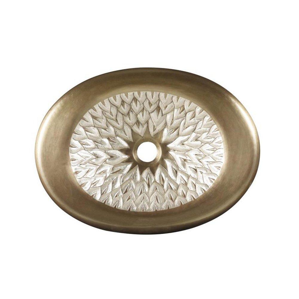 OVAL UNDERMOUNT OR DROP-IN BATH COPPER BATH SINK WITH PAVONE TEXTURE AND OUR ANTIQUE STAIN GOLD FINISH 