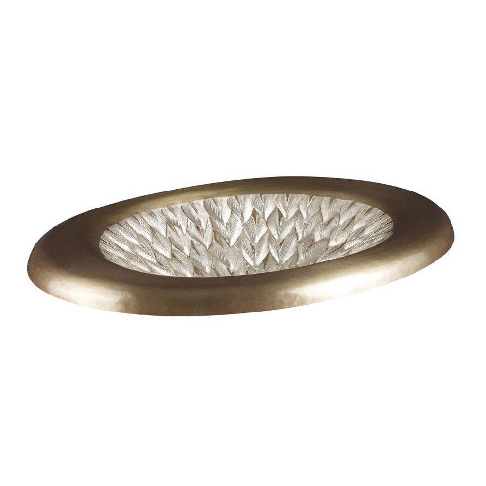 OVAL UNDERMOUNT OR DROP-IN BATH COPPER BATH SINK WITH PAVONE TEXTURE AND OUR ANTIQUE STAIN GOLD FINISH 