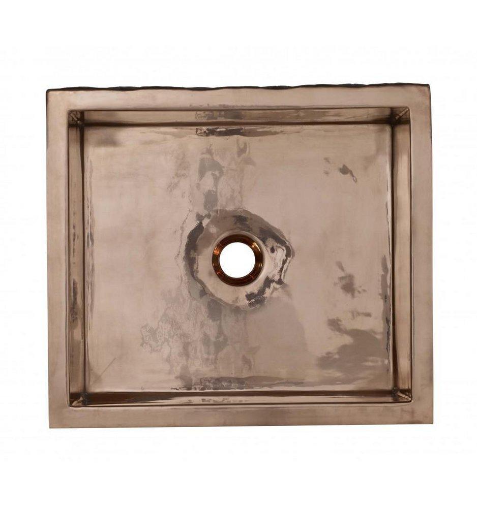 Thompson Rose Gold 17 x 15 in. No Hole Copper 1 Bowl Dual Mount Kitchen Sink 