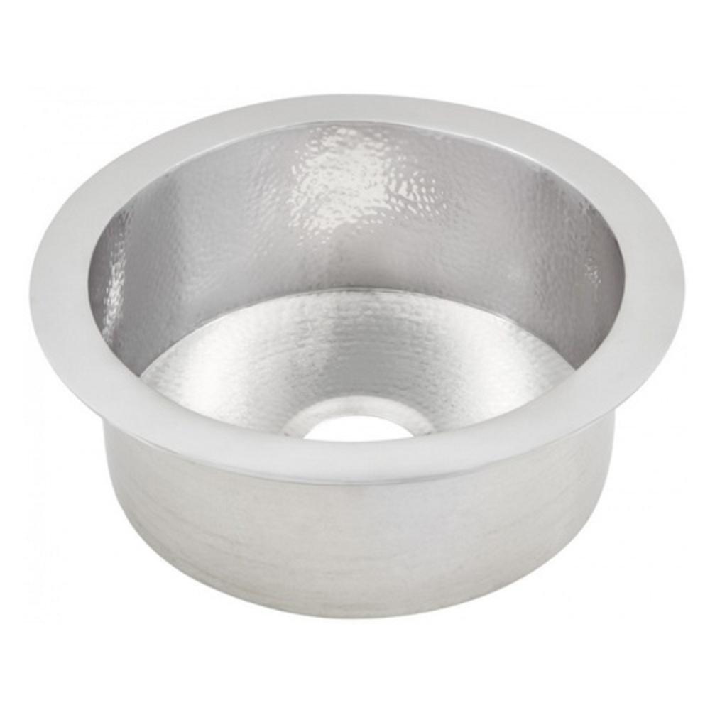 Thompson Hammered Stainless Steel 17 x 17 in. Drop-in and Undermount Nickel Bar Sink 