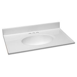 31 x 19 in. 3-Hole 1-Bowl Cultured Marble Vanity Top in Solid White