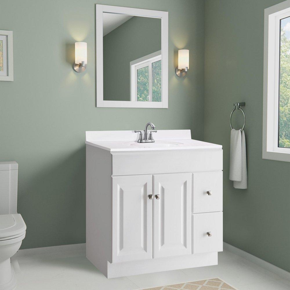 Design House Solid White 31 x 19 in. 3-Hole 1-Bowl Cultured Marble Vanity Top 