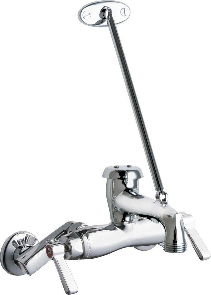 Chicago Faucets Polished Chrome Two Lever Handle Wall Mount Service Faucet 