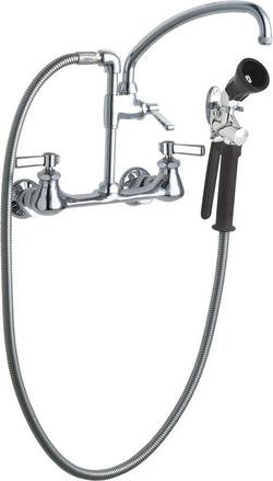 Two Lever Handle Wall Mount Service Faucet in Polished Chrome