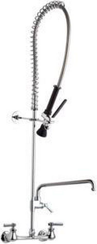 Chicago Faucets Chrome Plated Three Lever Handle Wall Mount Service Faucet 