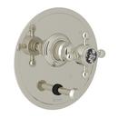Wall Mount Pressure Balancing Trim with Single Crystal Cross Handle and Diverter for RCT-2 Rough Valve in Polished Nickel
