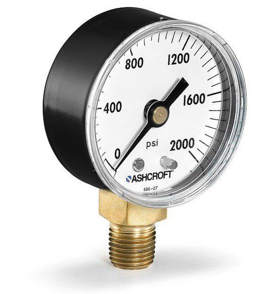Ashcroft Black 2-9/100 x 1/4 in. NPT Steel Pressure Gauge 