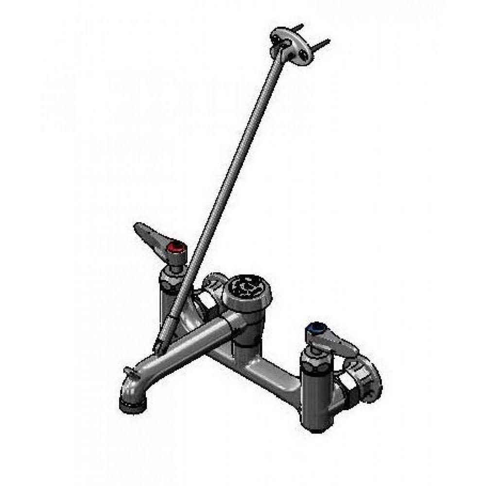 T&S Brass Polished Chrome Two Handle Lever Wall Mount Service Faucet 