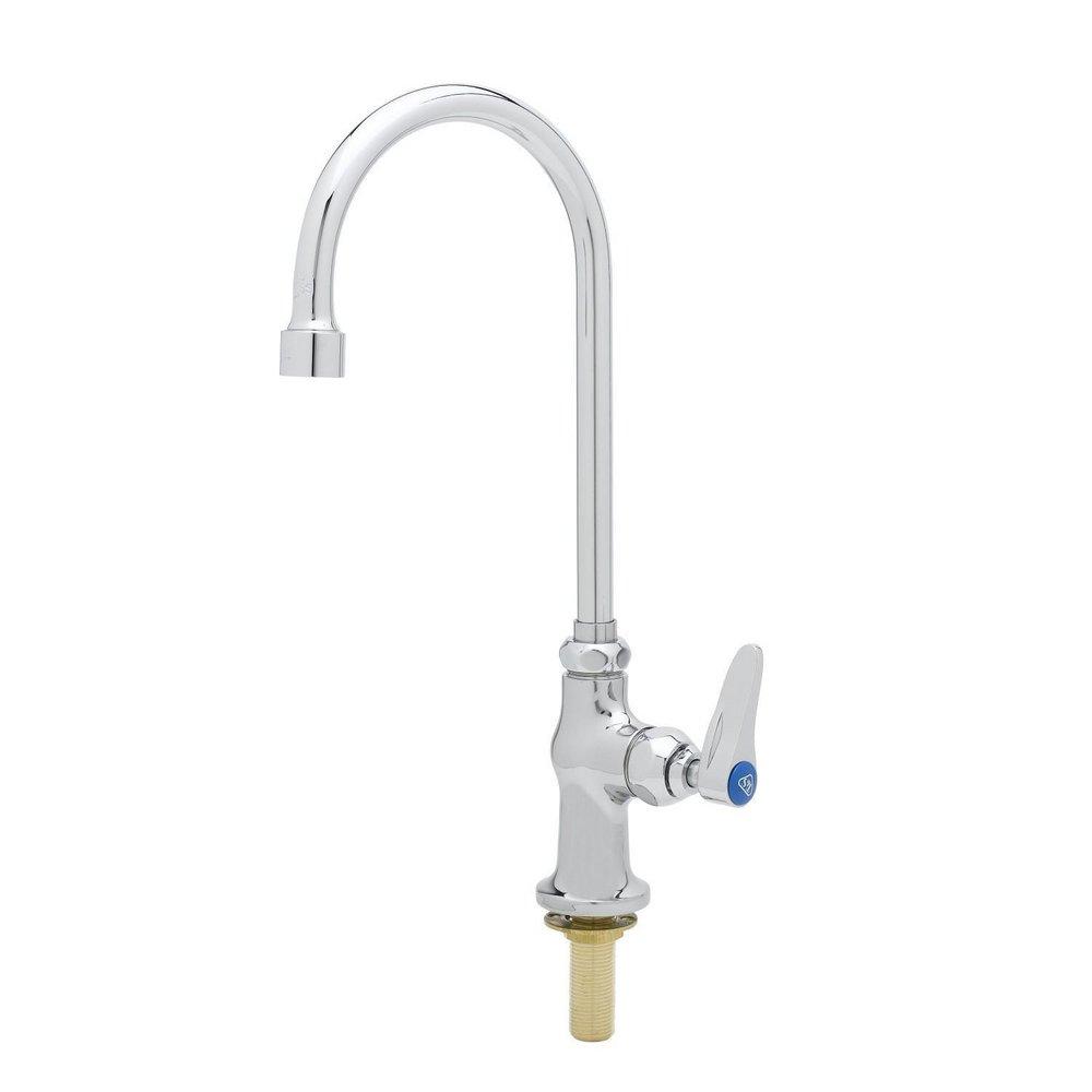 T&S Brass Polished Chrome 1.5 gpm 1-Hole Deck Mount Faucet with Single Lever Handle, Gooseneck and Swivel Spout 5-3/4 in. Reach 