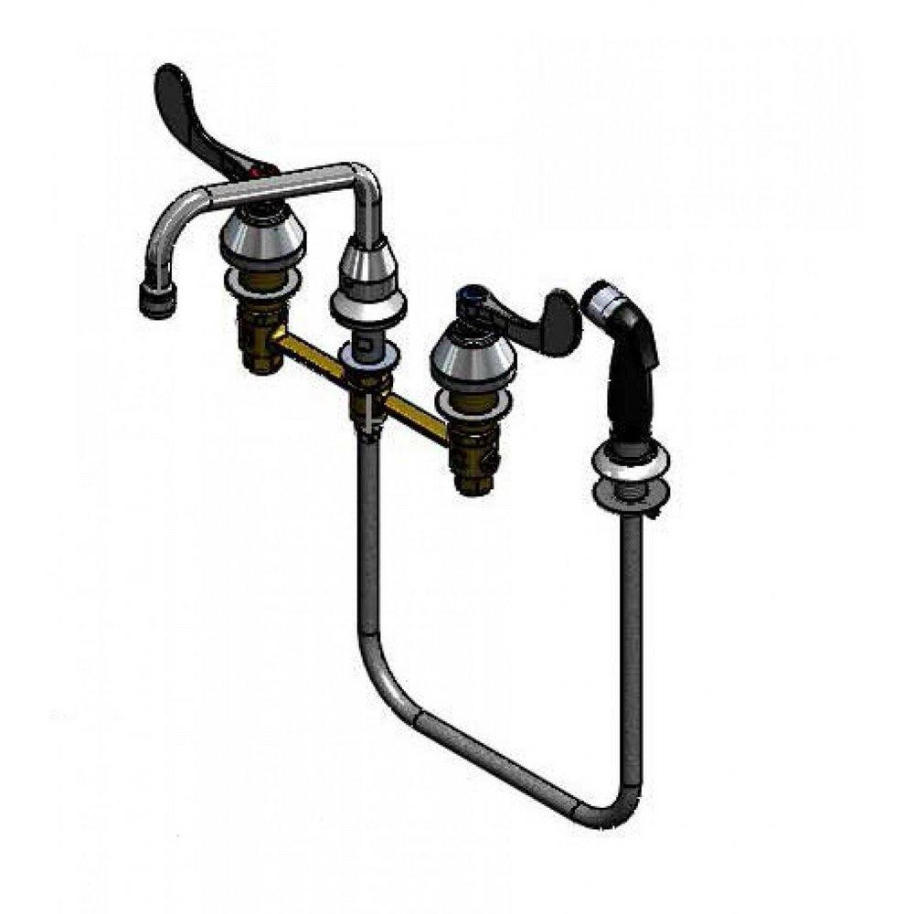 8" Faucet w/ Sidespray, 8" Swing Nozzle w/ Aerator, Wrist-Action Handles & Ceramas 