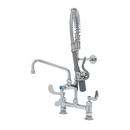 T&S Brass Polished Chrome 1/2 in. 0.65 gpm EasyInstall 2-Hole Surface Mount Faucet with Double Wrist Action Handle, 8 in. Center Size, Tubular Spout and 7-3/8 in. Reach 