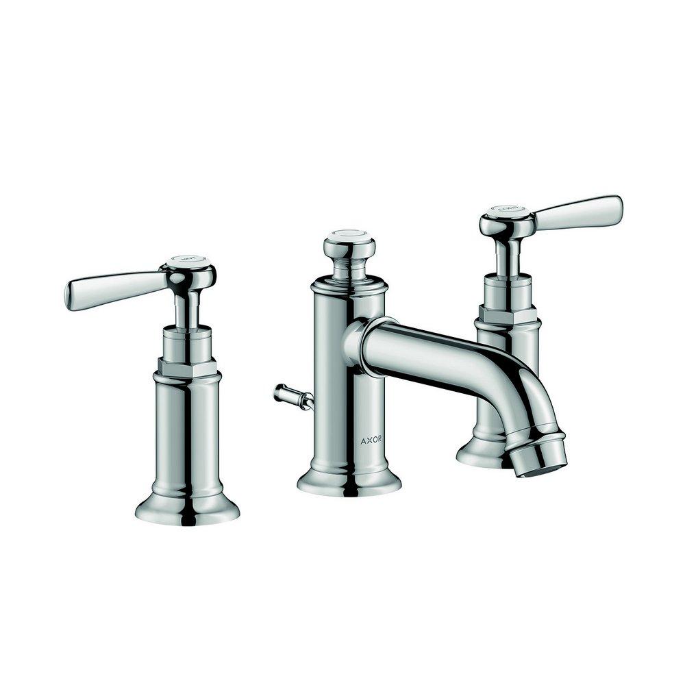 AXOR Polished Chrome Deck Mount Widespread Bathroom Sink Faucet with Double Lever Handle 