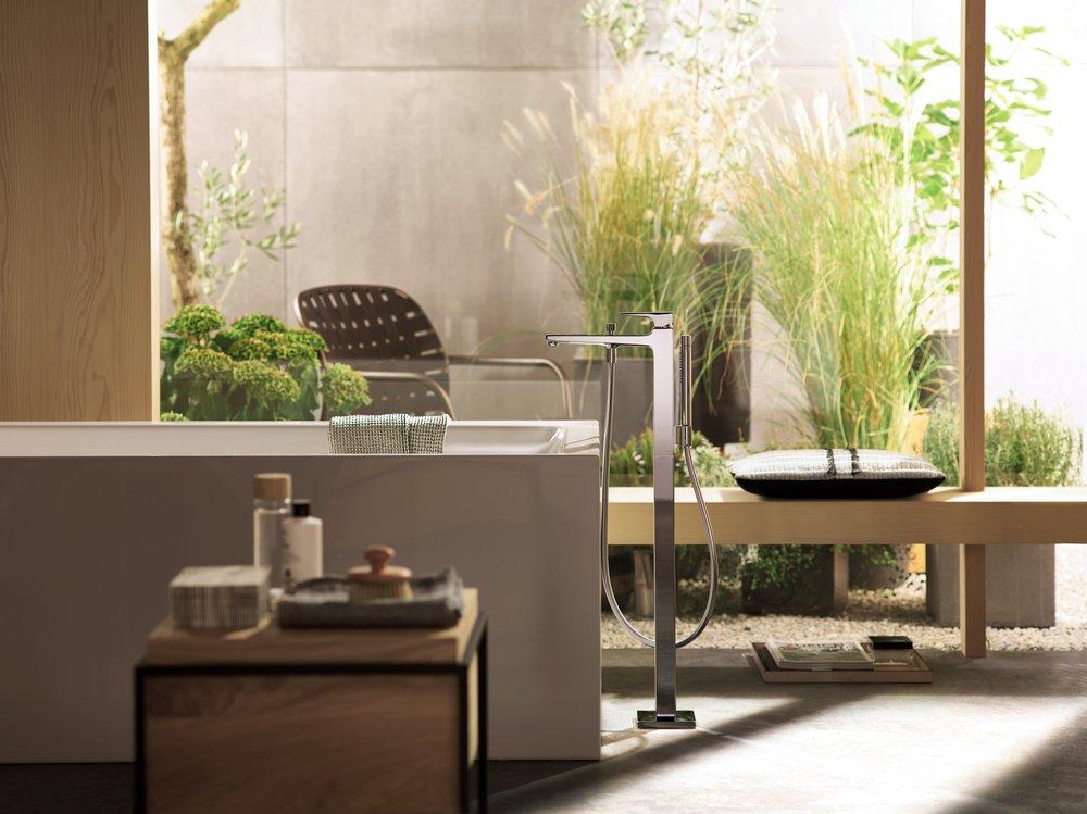 Hansgrohe Brushed Nickel 1.8 gpm Freestanding Tub Filler Trim with Single Lever Handle 