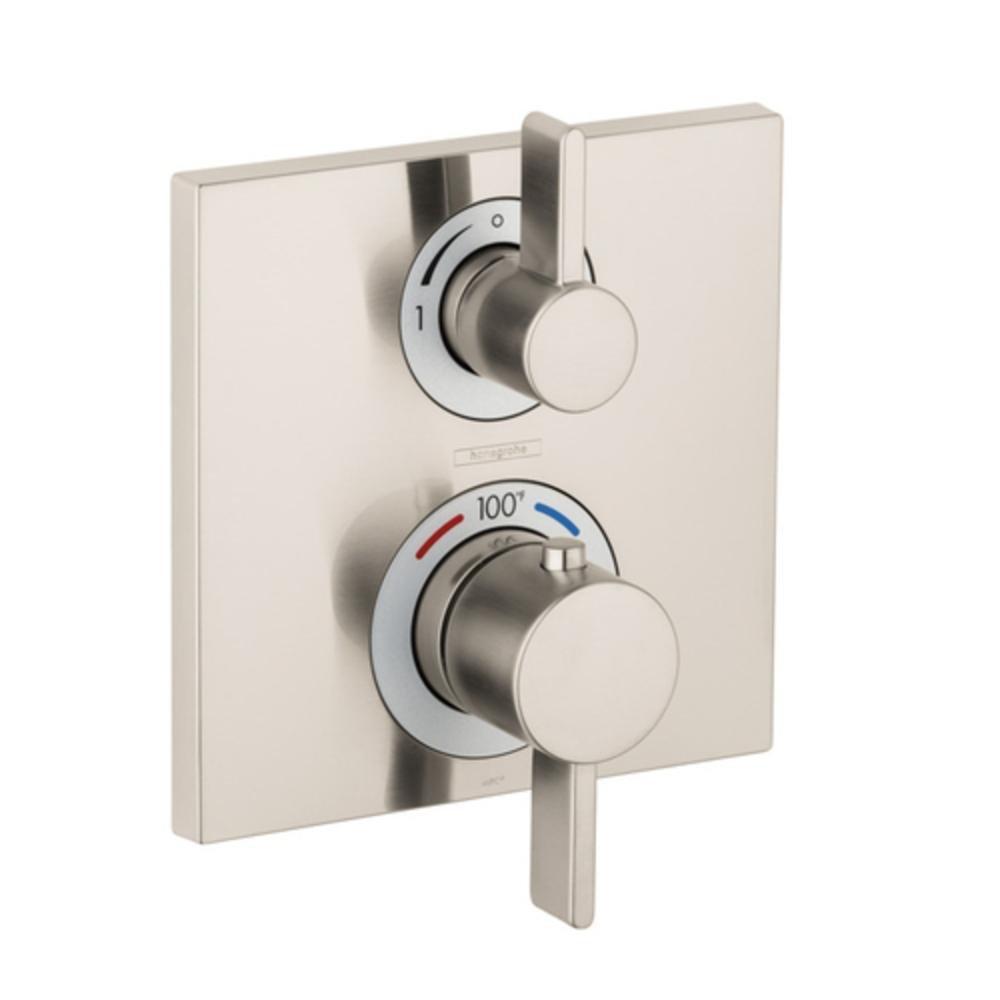 Hansgrohe Brushed Nickel 6 gpm Thermostatic Tub and Shower Trim with Double Lever Handle 