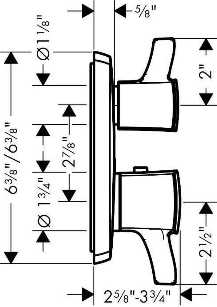 Hansgrohe Polished Chrome Two Handle Single Function Bathtub & Shower Faucet (Trim Only) 