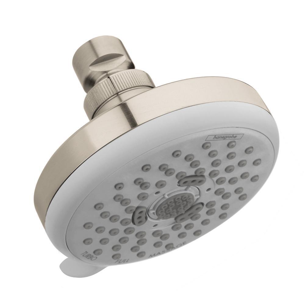 Hansgrohe Brushed Nickel Multi Function Full, Pulsating Massage and Intense Turbo Showerhead 