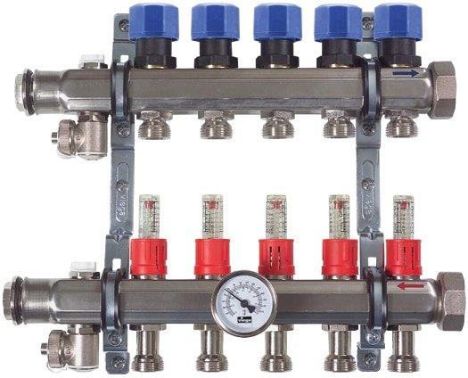 Viega Union x FPT #100 6-Outlet Stainless Steel Valve Manifold 