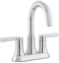 Two Handle Centerset Bathroom Sink Faucet with Drain Assembly in Polished Chrome