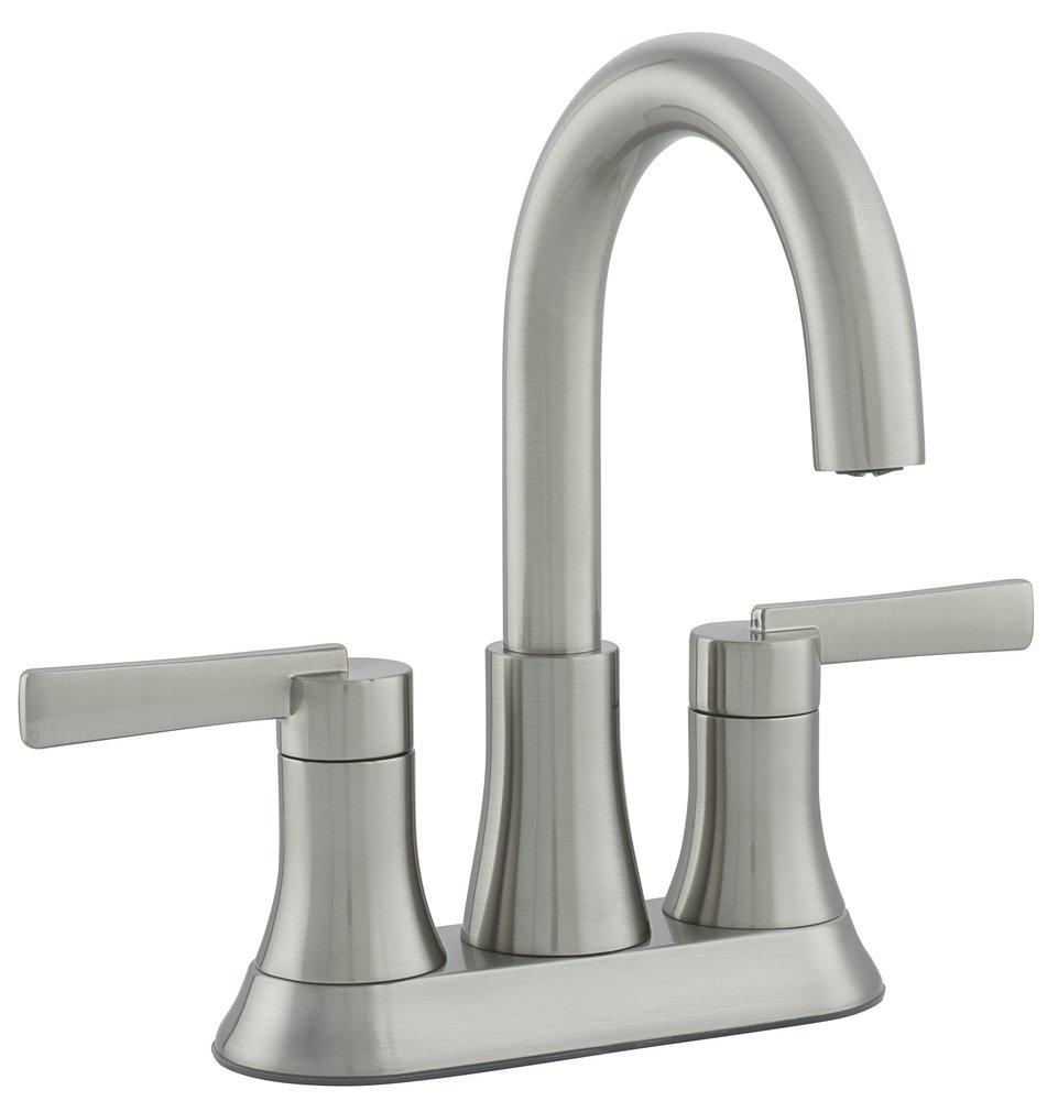 PROFLO&reg; Brushed Nickel Two Handle Centerset Bathroom Sink Faucet with Brass Pop-Up Drain Assembly 