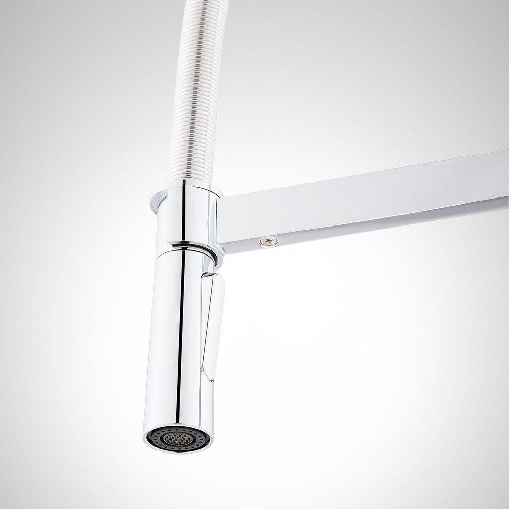 Signature Hardware Polished Chrome Single Handle Kitchen Faucet with Pull Down Spring Spout 