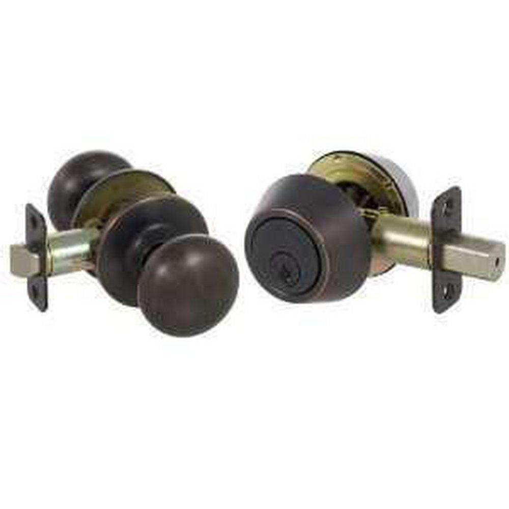Delaney Edged Bronze Bronze 3-Key Cylinder Knob Deadbolt Combo Kit 