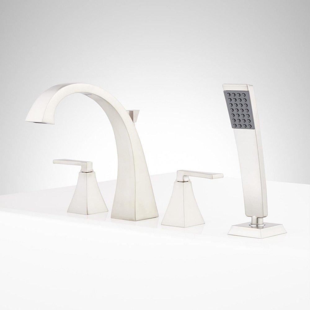 Signature Hardware Brushed Nickel Two Handle Roman Tub Faucet (Trim Only) 