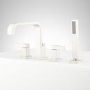 Signature Hardware Brushed Nickel 1.8 gpm 4-Hole Deck Mount Roman Tub Faucet with Double Lever Handle and Hand Shower 