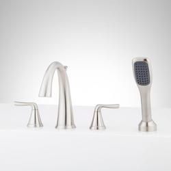 Two Handle Roman Tub Faucet with Hand Shower in Brushed Nickel (Trim Only)