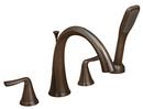 8 gpm 4-Hole Deck Mount Roman Tub Faucet with Double Lever Handle and Hand Shower in Oil Rubbed Bronze