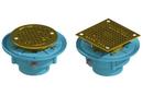 3 in. No Hub Cast Iron Floor Drain with 5 in. Square Brass Grate and Membrane Clamp