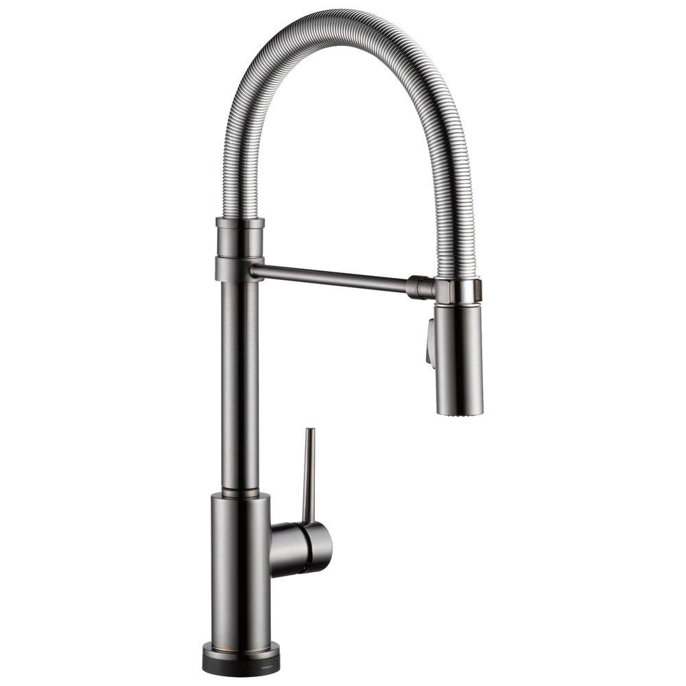 Delta Faucet Black Stainless Single Handle Pull Down Touch Activated Kitchen Faucet 