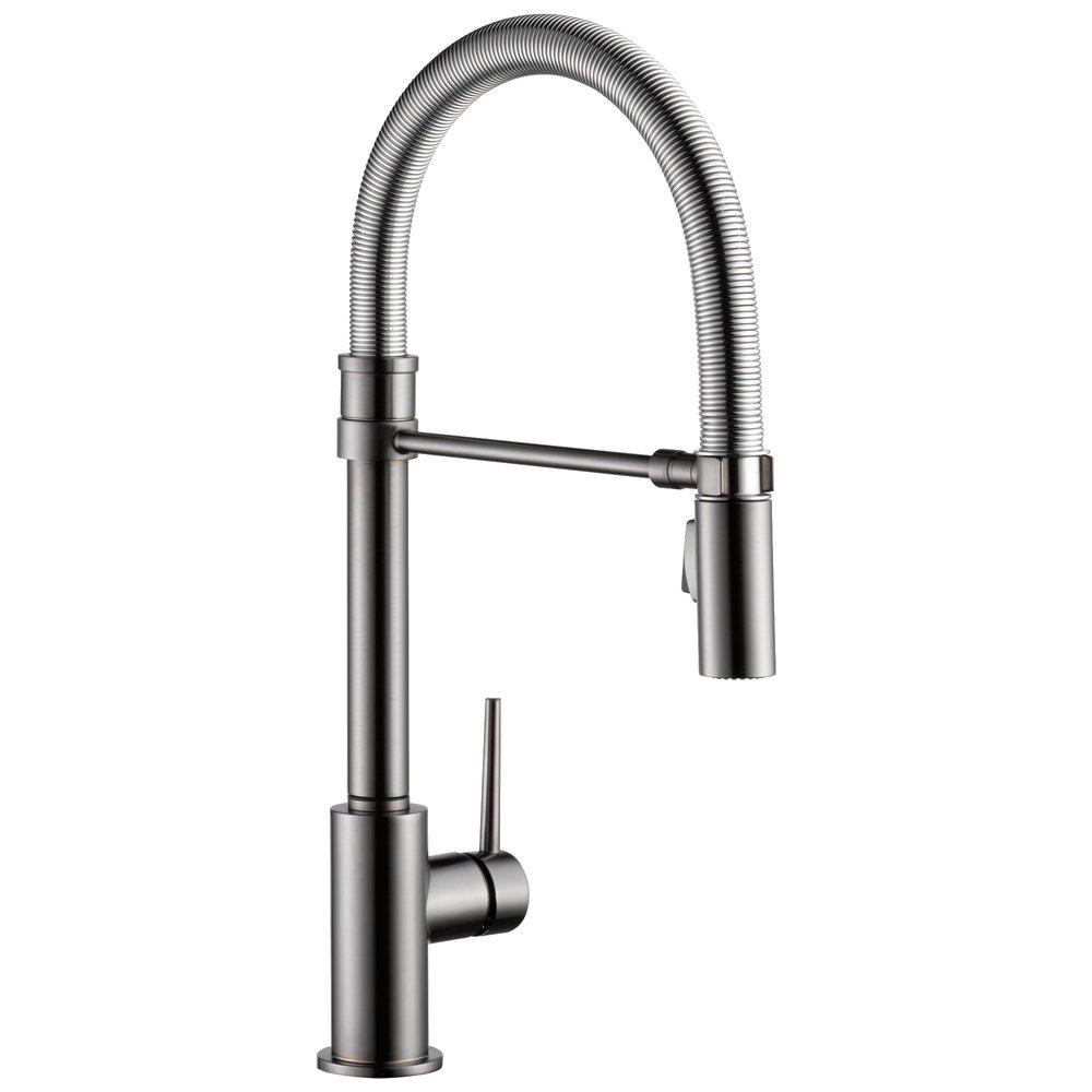 Delta Faucet Black Stainless Single Handle Pull Down Kitchen Faucet 