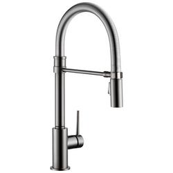 Single Handle Pull Down Kitchen Faucet in Black Stainless