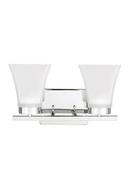 13-1/4 x 7-3/4 in. 9.5W 2-Light Medium E-26 LED Vanity Fixture with Satin Etched Glass in Polished Chrome