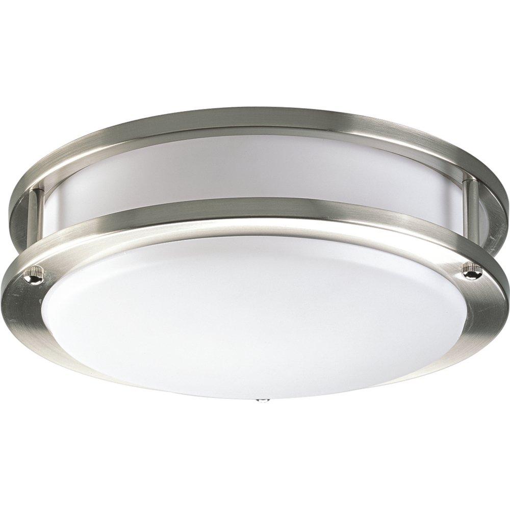 Progress Lighting Brushed Nickel 10-3/8 in. 21.7W 120V 3000 Kelvin 1027 Lumens LED Flush Mount Ceiling Fixture 