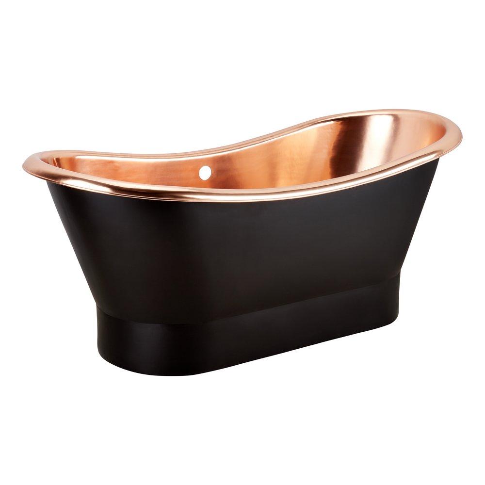 Signature Hardware Antique Black 70-1/4 x 31-1/2 in. Freestanding Bathtub with Center Drain 