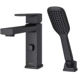 Single Handle Roman Tub Faucet with Hand Shower in Matte Black