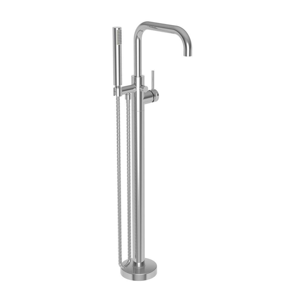Newport Brass Polished Chrome 9.25 gpm Floor Mount Exposed Tub Filler with Double Lever Handle and Handshower 