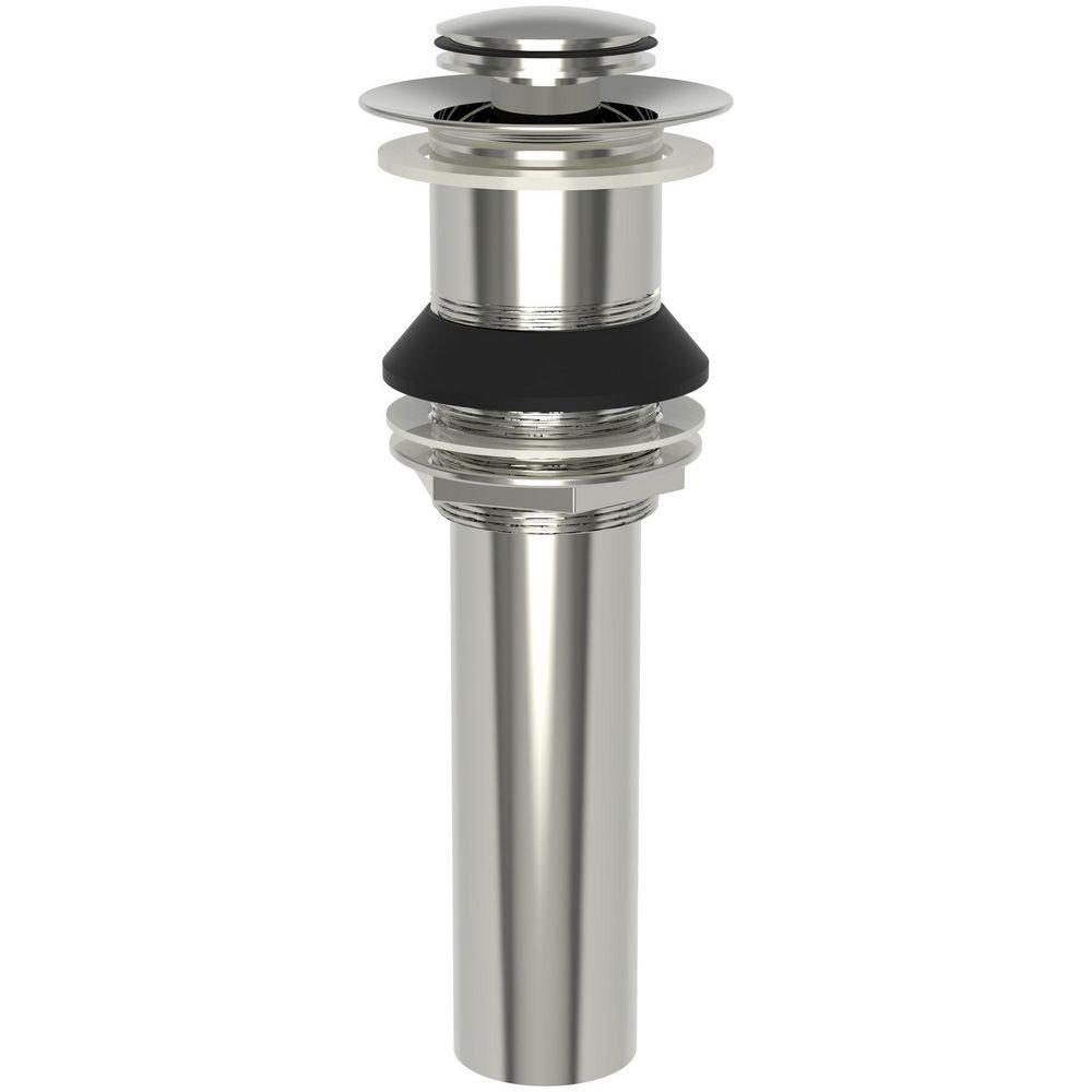 1-5/8 in. or 1-3/4 in. Brass Push Pop-Up Lavatory Drain Without Overflow in Polished Nickel - Natural 