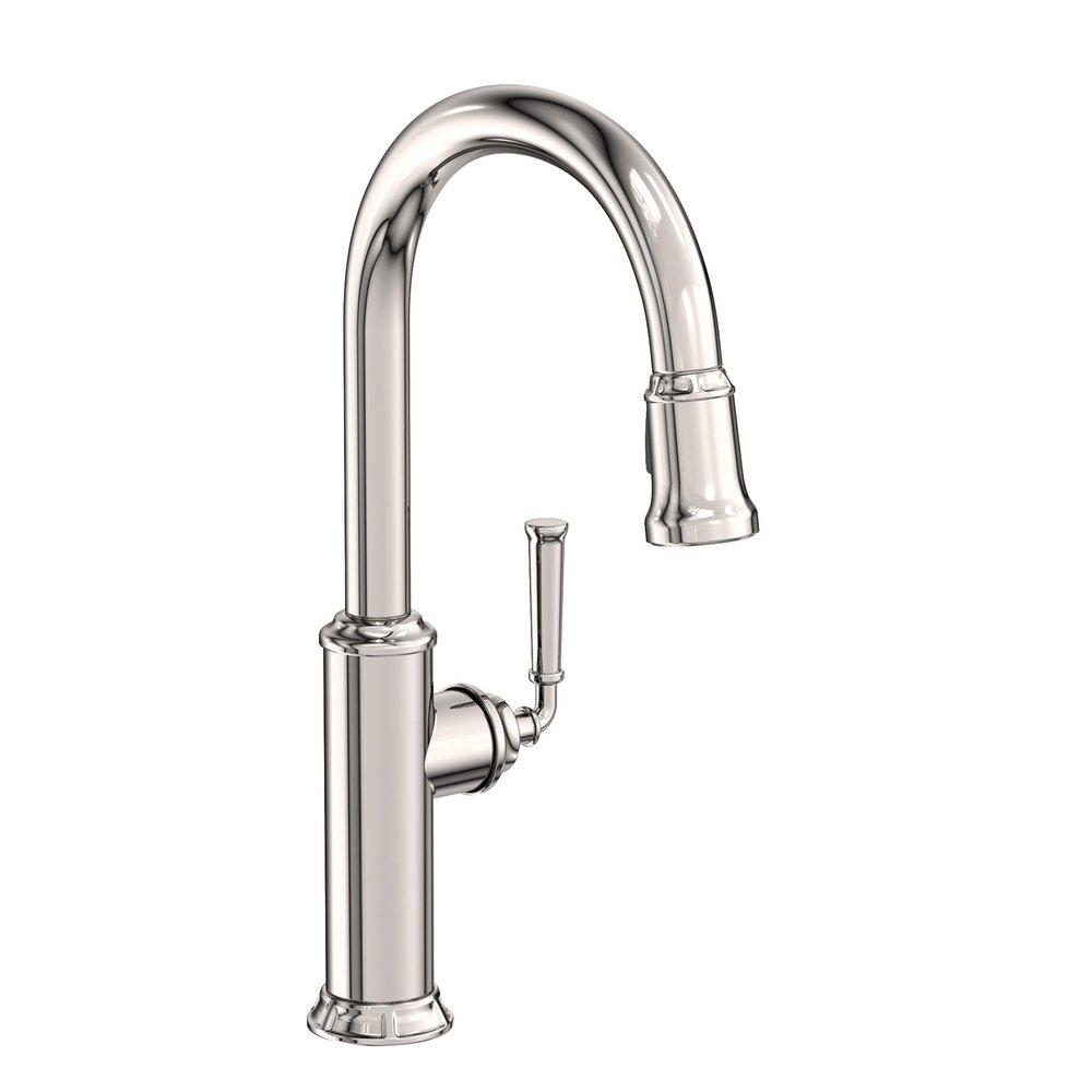 Newport Brass Polished Nickel - Natural Single Handle Pull Down Kitchen Faucet 