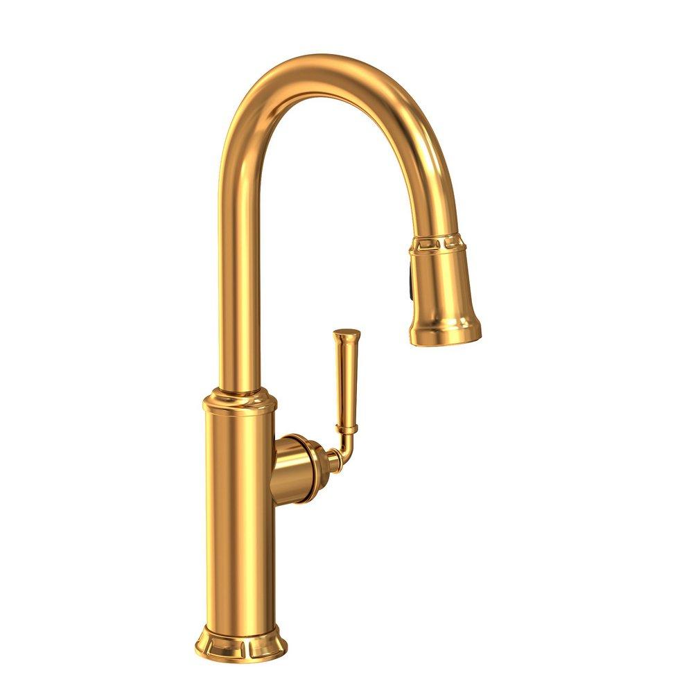 Newport Brass Aged Brass Single Handle Pull Down Kitchen Faucet 