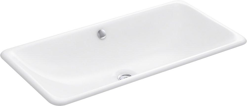 KOHLER White 30 in. Dual Mount Rectangular Cast Iron Bathroom Sink 