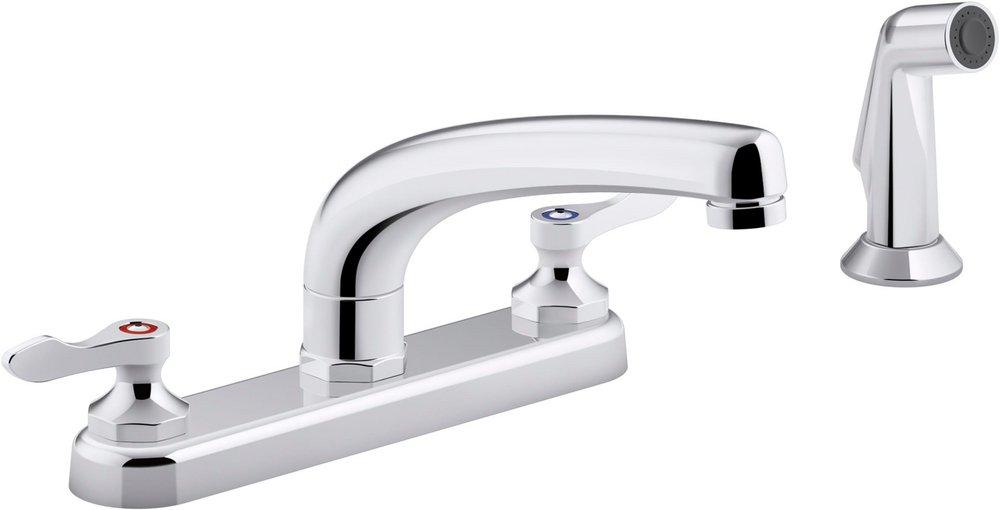 KOHLER Polished Chrome Two Handle Centerset Kitchen Faucet in Polished Chrome 