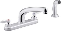 Two Handle Kitchen Faucet with Side Spray in Polished Chrome