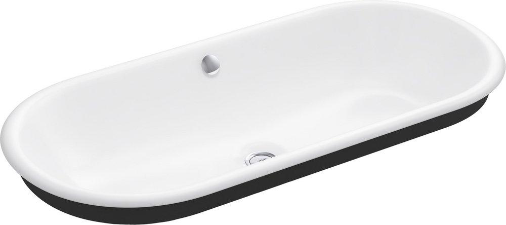 KOHLER White 33 in. Drop-in, Undermount, or Vessel Mount Oval Cast Iron Bathroom Sink 