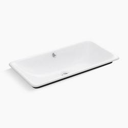 30 in. Drop-in, Undermount, or Vessel Mount Rectangular Cast Iron Bathroom Sink in White